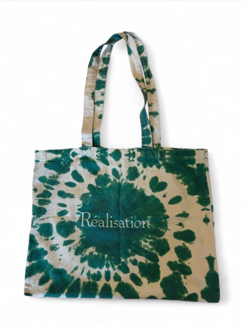 Réalisation Par Green and White tie-dye tote bag